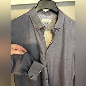 Ted baker colored blue linen shirt size 3